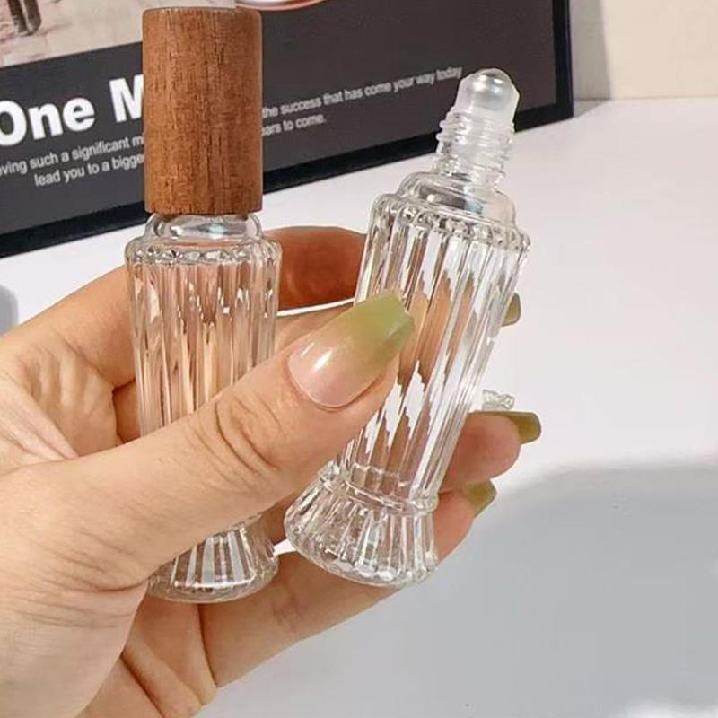 10Ml Wooden Cap Spray Bottle Clear Glass Spray Bottle Perfume Sample Vials Portable Refillable Cosmetic Empty Atomizer Gold Cap