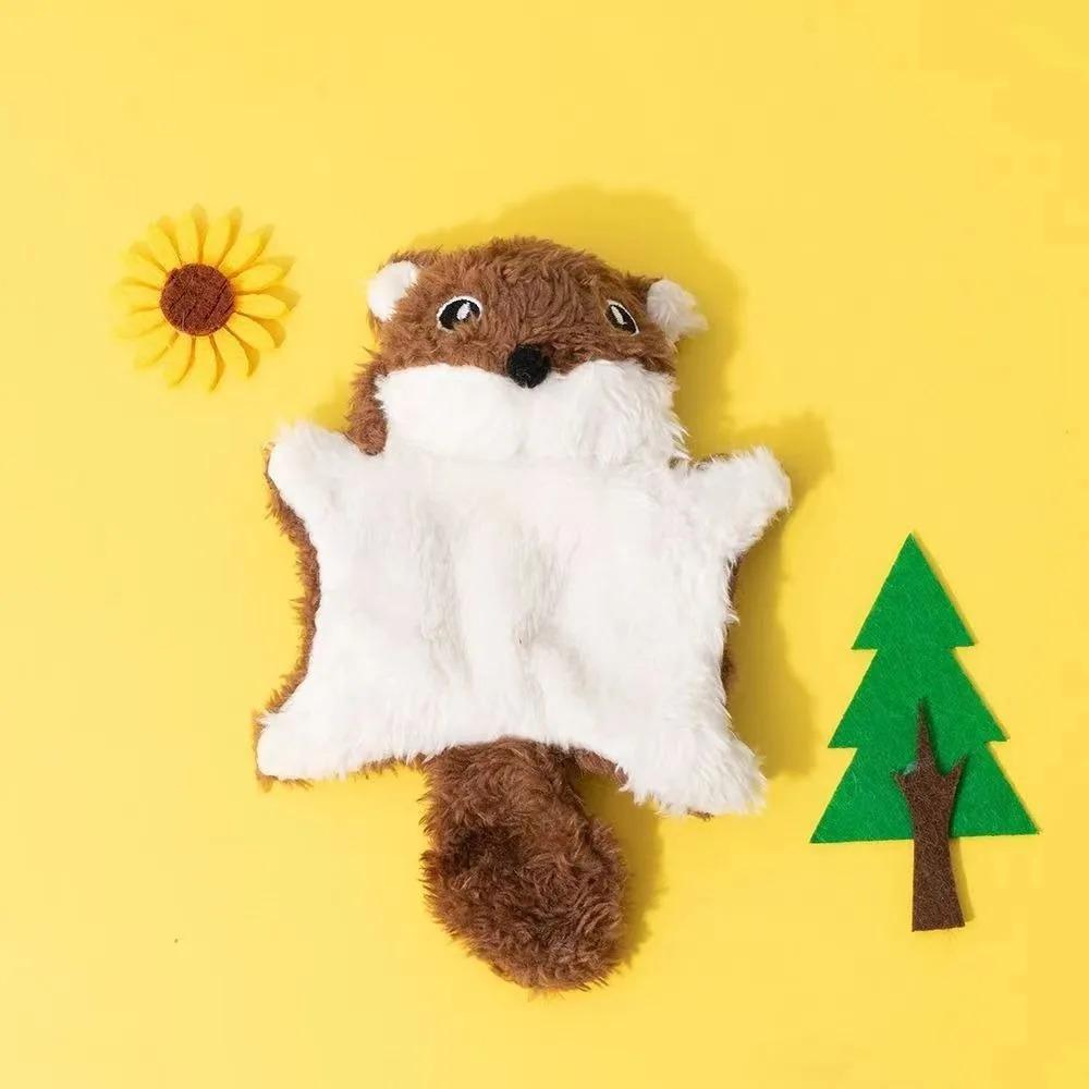 

Cute Plush Flying Squirrel Cat Toy Interactive Bite-Resistant Cat Teaser Toy Kitten Ringing Paper Sound Toy Pet Supplies кофейный