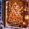 Red Gold Decor 2027 Zodiac Sheep Static Window Clings, Russian New Year Glass Reusable Film Decals, Double-Sided Print Stickers for Home & Shop