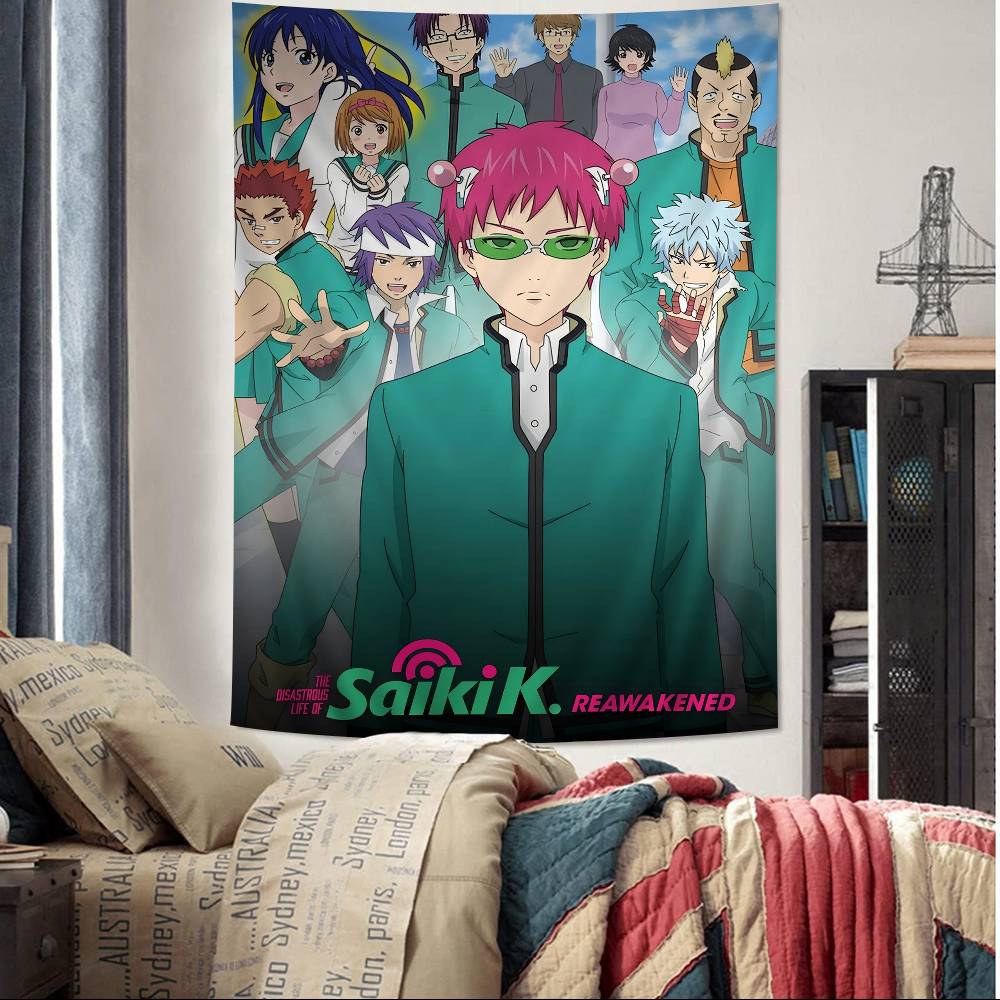 Manga The Disaster Of Nanxiong Saiki K Printed Large Wall Tapestry Art Science Fiction Room Home Decor Decor Blanket