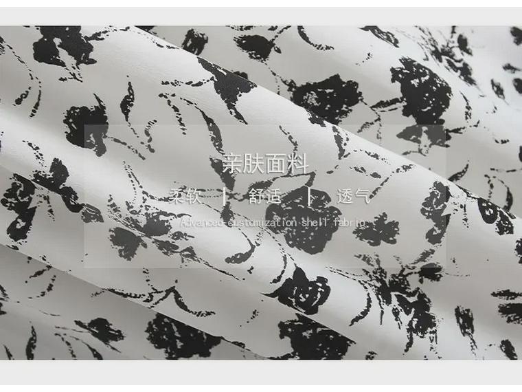 2024 Summer Floral Knee-Length Dress with French Puff Sleeves and Waist-Slimming Design