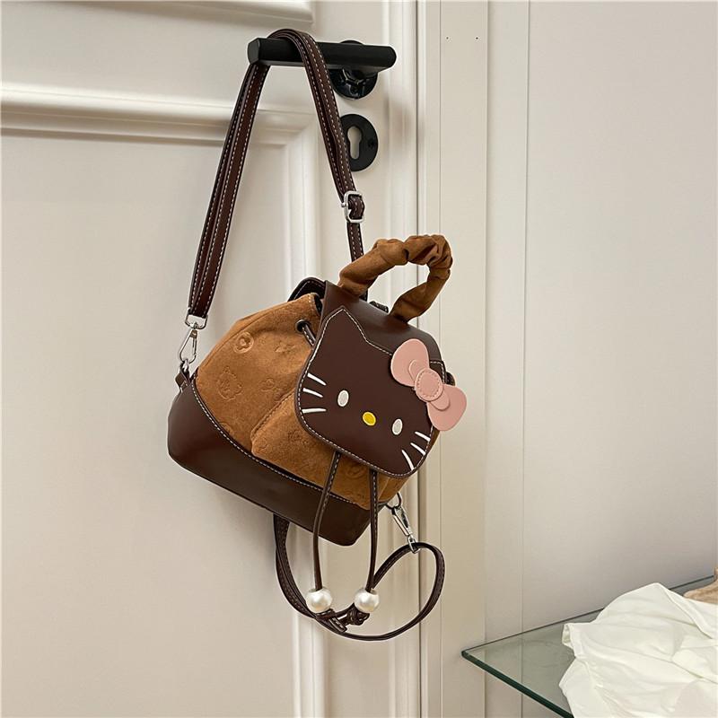 Schoolbag cute cartoon mini backpack bag female 1011 new autumn and winter retro cat backpack commuter shoulder messenger bag