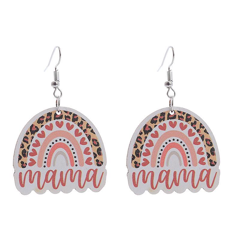 2023 Mother's Day Rainbow Wood Pendant Earrings - Holiday Party Jewelry