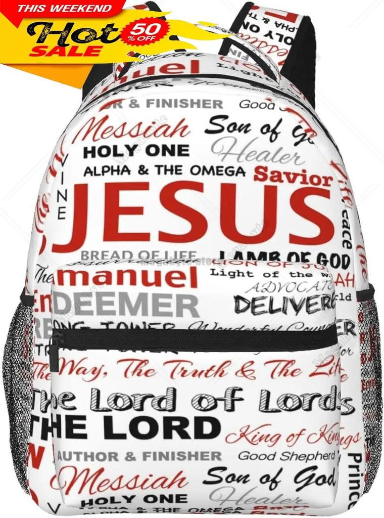 Christian Backpack Religious Bible Verse The Lord Is My Rock Pattern Backpack Jesus Cross Tablet Travel Picnic Bag Jesus Bag