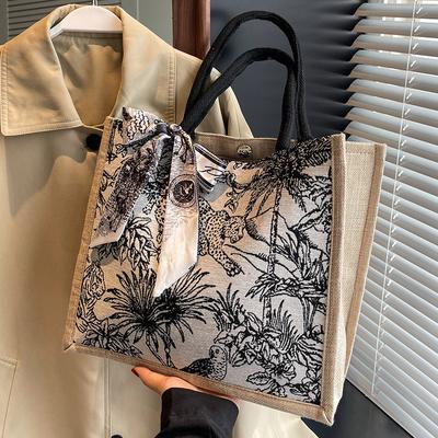High End Large Capacity Canvas Bag New Style Stylish Commuter Shopping Bag Ins Hand Held Shoulder Tote Bag
