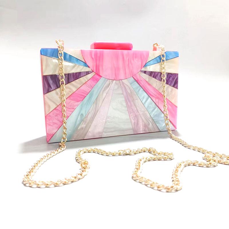 Wallets For Women Handbags Trends Shell Patchwork Clutch Purse Promotion Acrylic Evening Bag Shoulder Crossbody Wedding Banquet