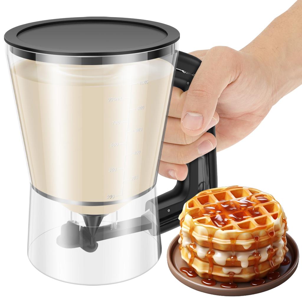 900/1000 ML Pancake Batter Dispenser Handheld Waffles Batter Separator Multi-purpose Baking Funnel for Pancake Crepes Cupcake