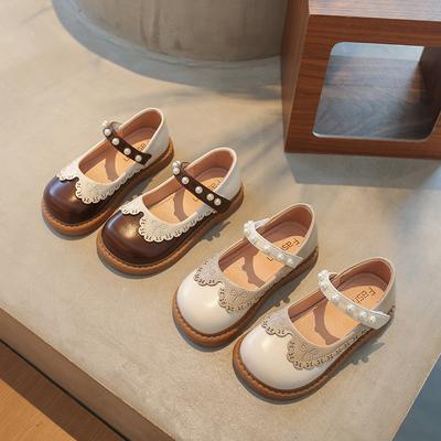 Girls' Leather Shoes 2025 Autumn New Fashion Pearl Children's Casual Shoes Non-slip and Wear-resistant Medium and Older Girls' Shoes