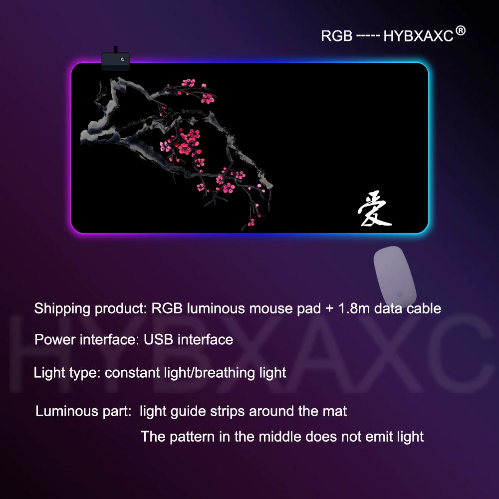 Kersenbloesem Ai Muismat, Minimalistische Japanse Bureau Decoratie RGB Gaming Muismat Bureau Mat HD Gamer Groot LED Licht XXL