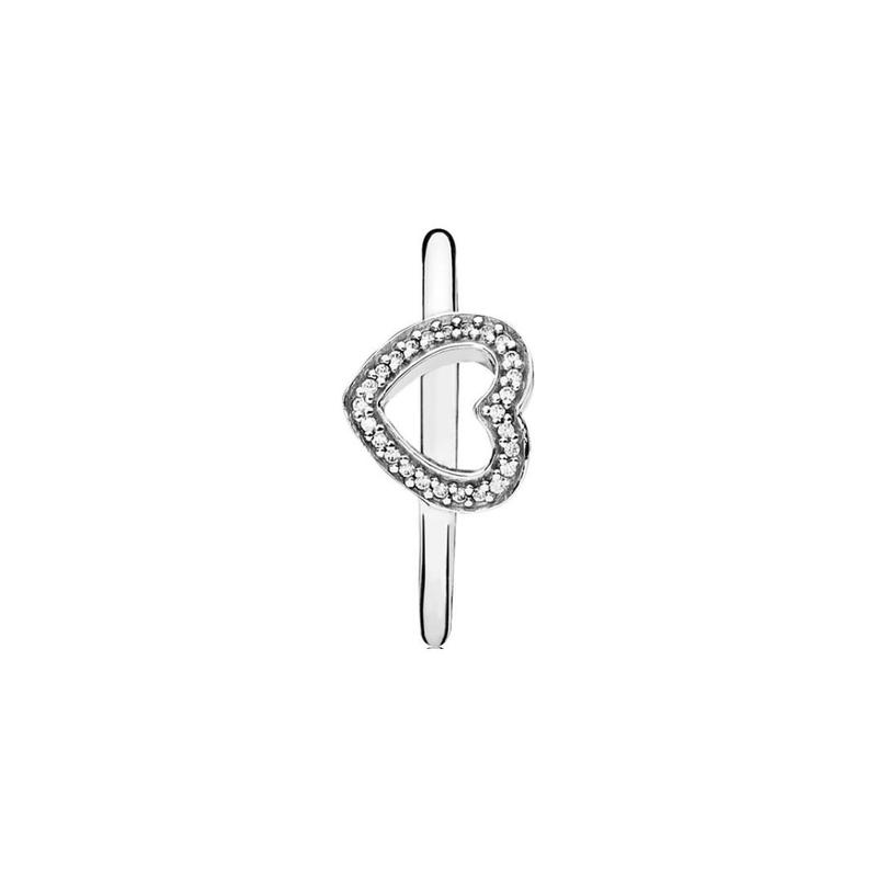 Pandora Heart shape sterling silver ring women s silver 190861CZ