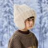 Ribbed Knit Knit Earflap Beanie Plush Lining Cat Ear Beanie New Plush Lined Hat  For Children