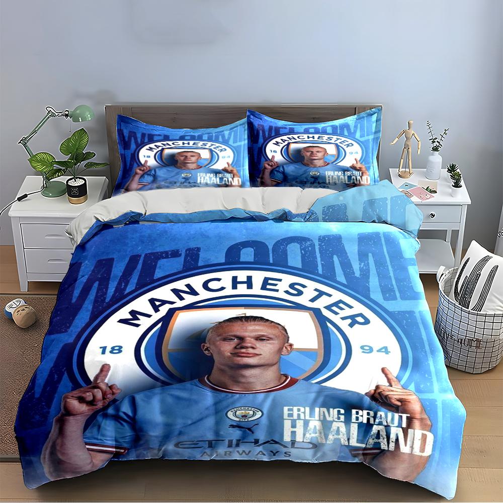 Set Biancheria da Letto Manchester City Copripiumino Federe Decorazione per la Casa (1 * Copripiumino 2 * Federe, senza piumino)
