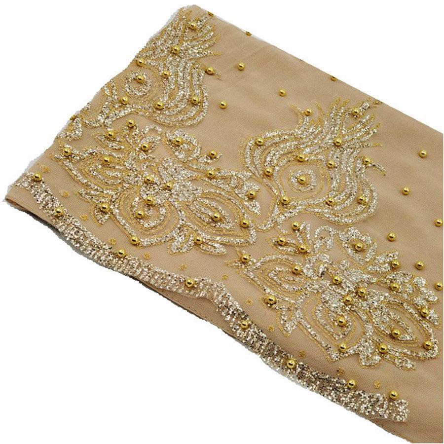 Premium Chiffon Hijabs Scarf Shimmer Gold Glitters Beads Hijab for Muslim Woman Head Scarf Shawl Wrap Lightweight