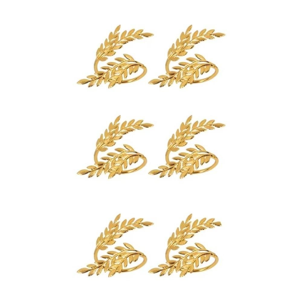 1/6/12pcs Gold Leaf Napkin Ring Buckles Metal Dinnig Table Decoration  for Wedding Birthday Party