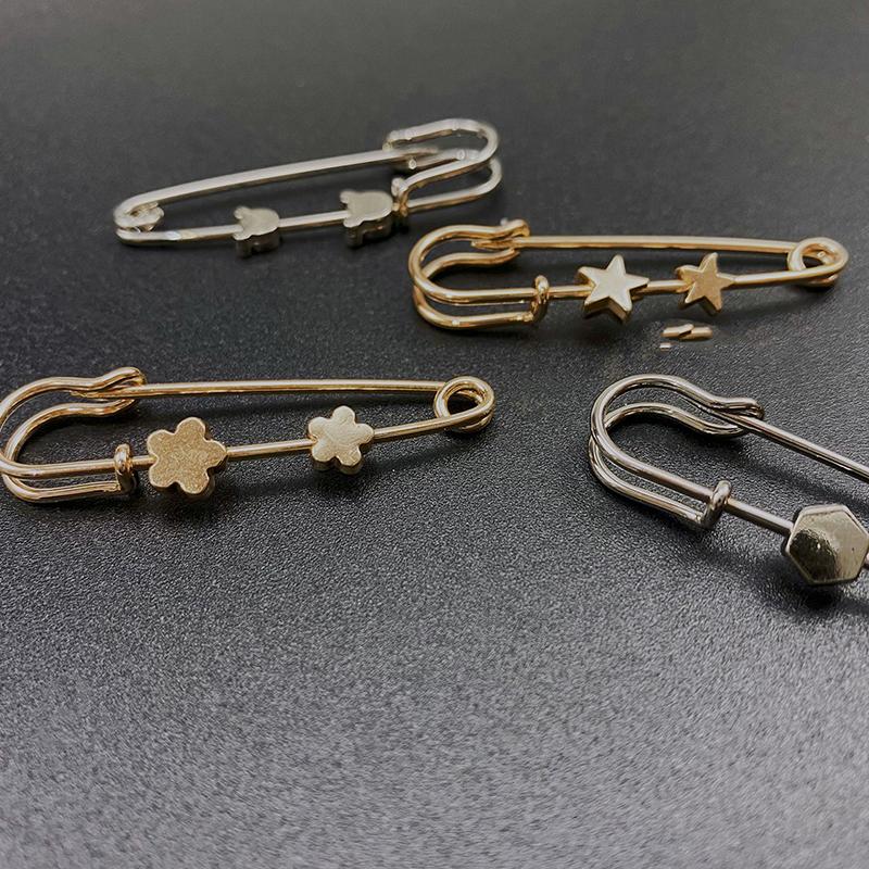 Vintage Goldfarbe Einfacher Stern Bär Legierung Brosche Feststehend Anzug Anti-Licht Brosche Jeans Taille Enge Liebe Sechseck Brosche Pin