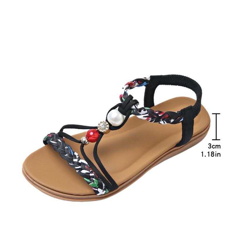 Women’s Bohemian Metal Strap Open-Toe Beach Slide Sandals