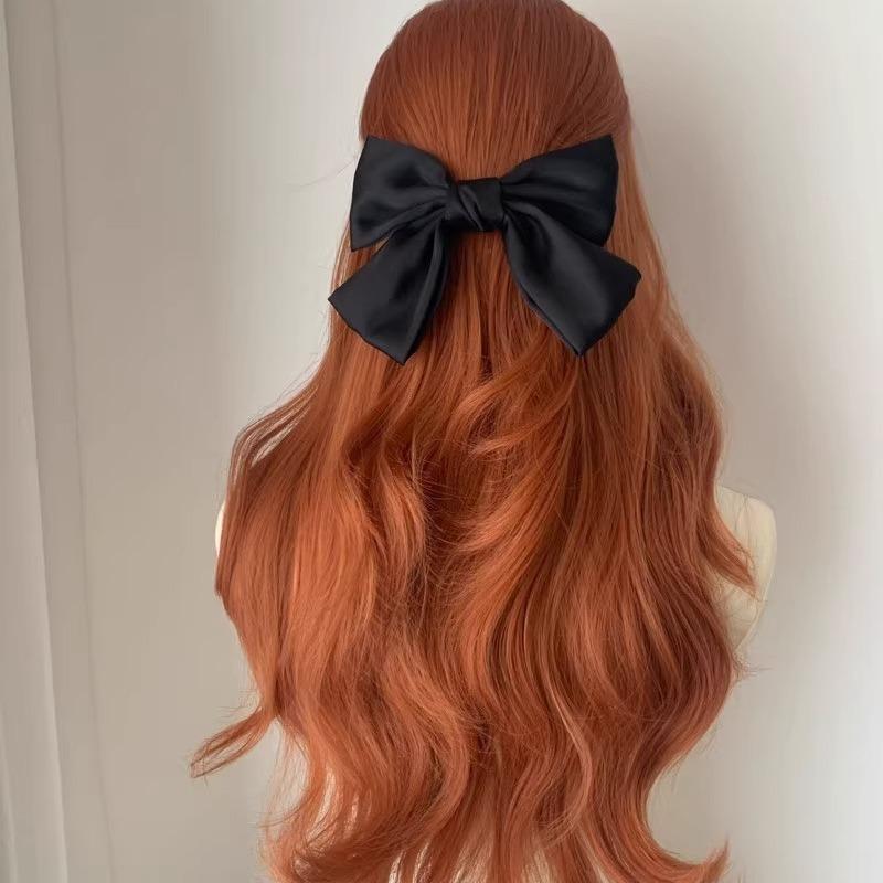 Orange Forehead Lace Long Wavy Synthetic Wig Lolita Long Straight Breathable Chemical Fiber Wig Women's Wig