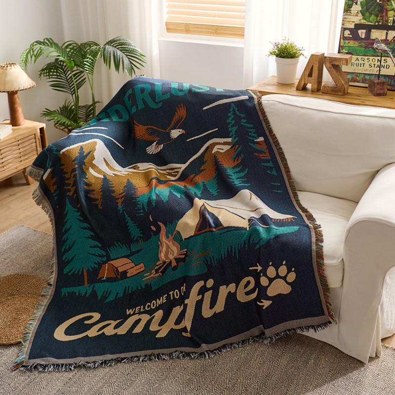 Cotton Sofa Throw Cover With Tassels American Country Style Single Office Nap Blanket Picnic Mat