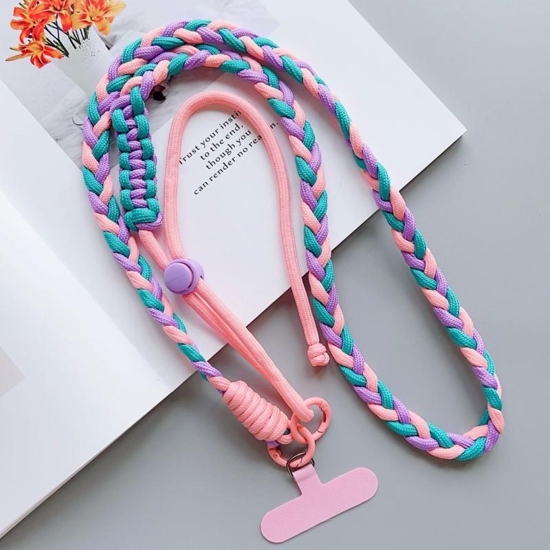 1 Piece Crossbody Can Carry Colorful Phone Lanyard Strap Hanging Chain Pendant Woven Mobile Phone Lanyard