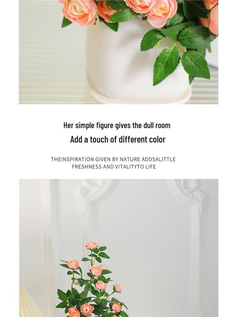 Rose Artificial Floral Arrangement - Silk & Dried Flowers for Home Décor