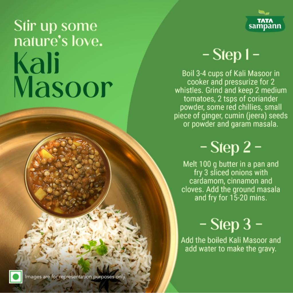 Tata Sampann Unpolished Kali Masoor Dal 1kg Premium Quality Wholesome Protein-Rich Pulses for Easy Meals