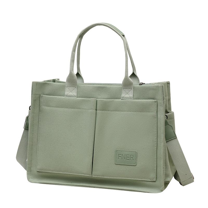 Large-capacity Bag Women's Spring and Summer Versatile New Canvas Shoulder Messenger Bag Class Commuter Tote Bag