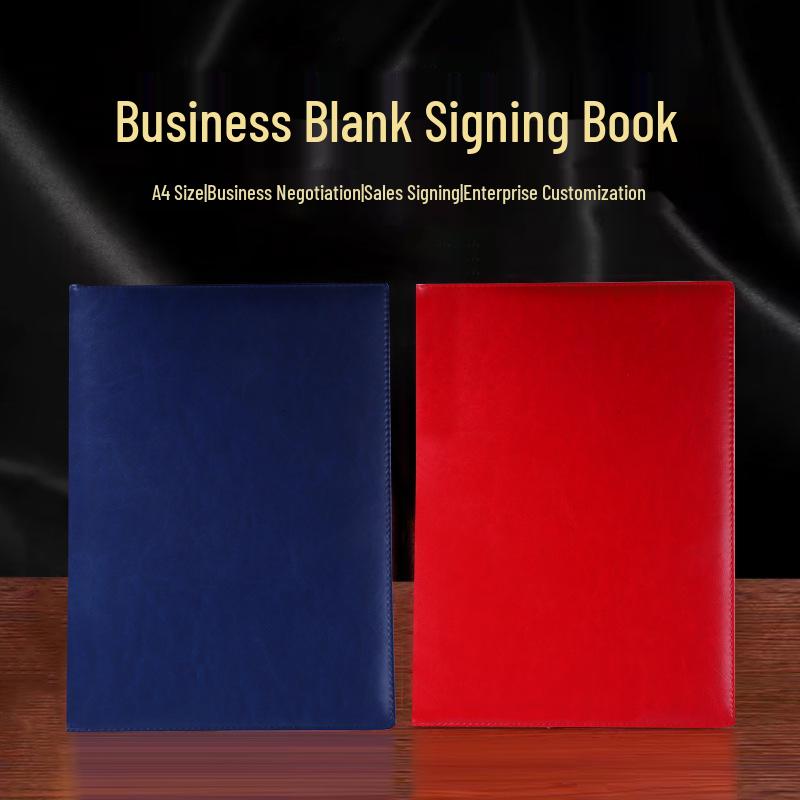 High-Grade Leather Certificate Cover Case for Business and Office Meetings A4 Blue No Words Certificate
