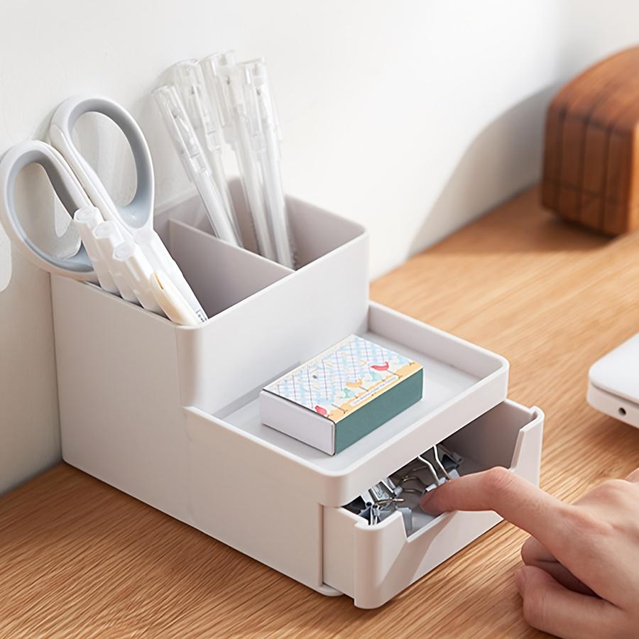 Desktop Storage Organizer ABS Plastic Multi-Compartment Pen Holder Remote Box Small Desk Organizer for Office Bedroom