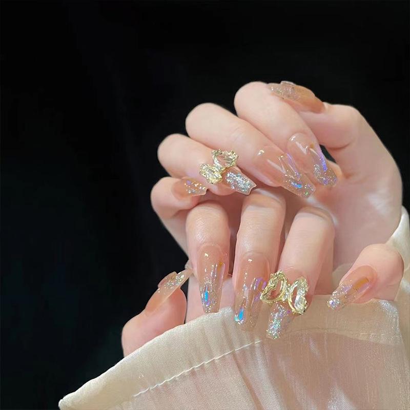 Premium Long Sparkle Handmade Faux Nails - Brightening Nail Art Stickers