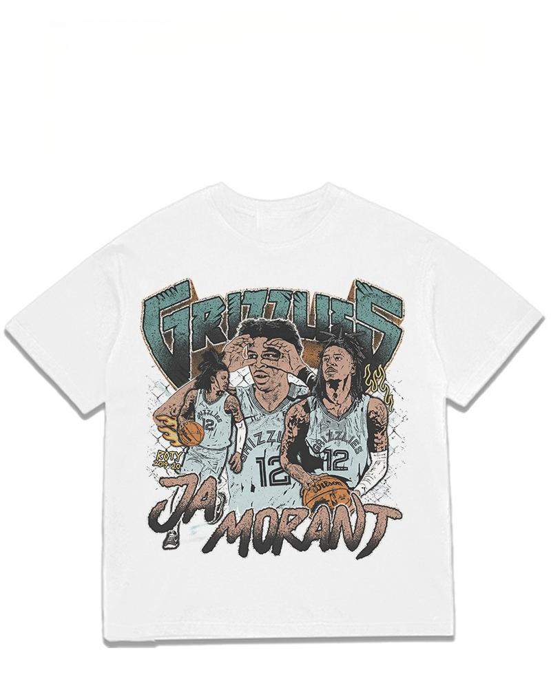 2025 Fashion Men's Summer Hot Men's T-Shirt 2025 New Memphis Grizzly Jamal Basketball American Couple Loose Short Sleeve T-Shirt