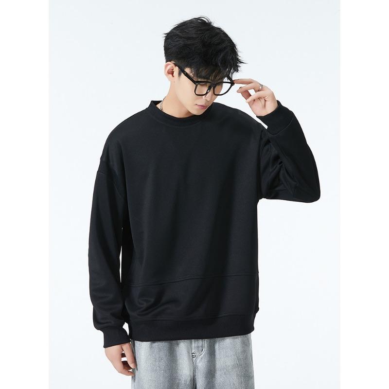 Round Neck Sweatshirt Men's Autumn New Solid Color Men's Long-sleeved T-shirt Top Base Shirt Versatile Loose Men's Clothing