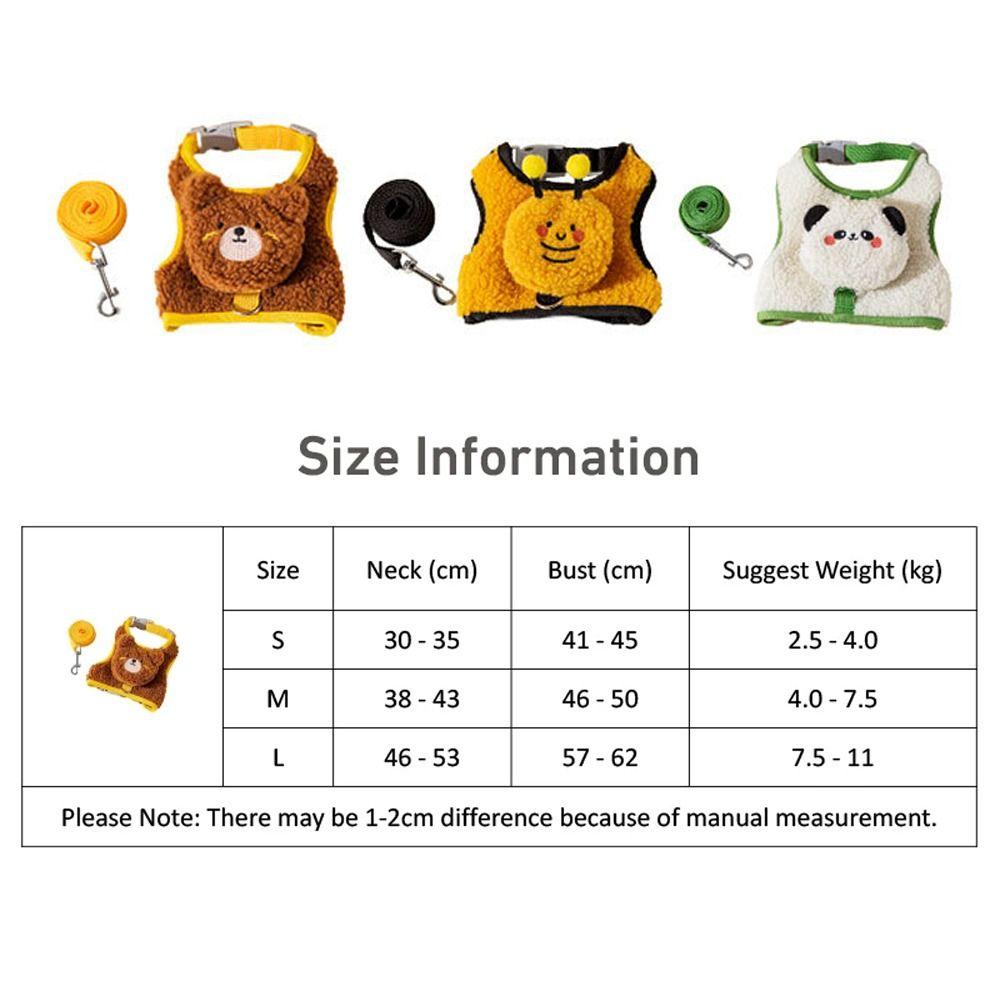 Soft Fleece Dog Collar Harness Cute Pet Vest Chest Strap Pet Backpack  Outdoor Walking Travel