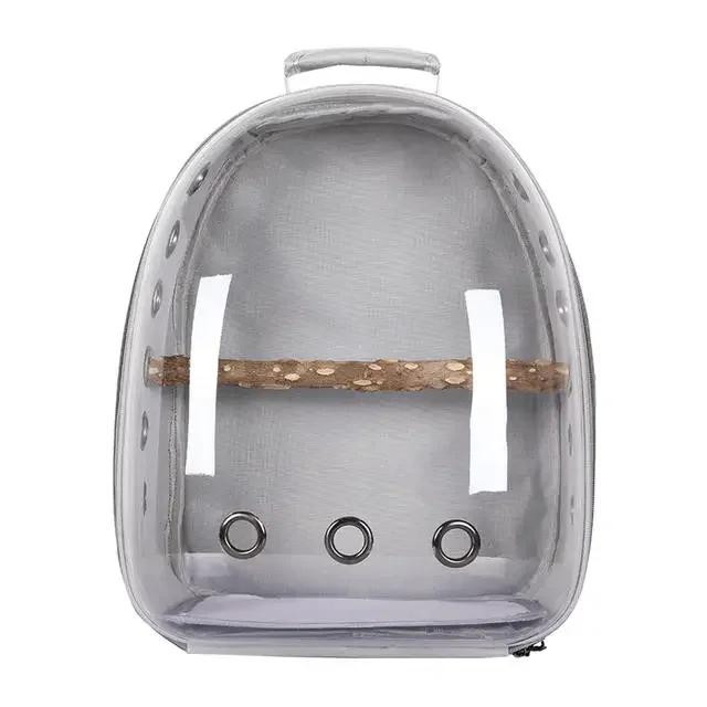 

Transparent Portable Bird Carrier-Bag Backpack 2-in-1 Practical Travel Pet Cage Alternative for Parrot Parakeet Cockatiel Bunny серый