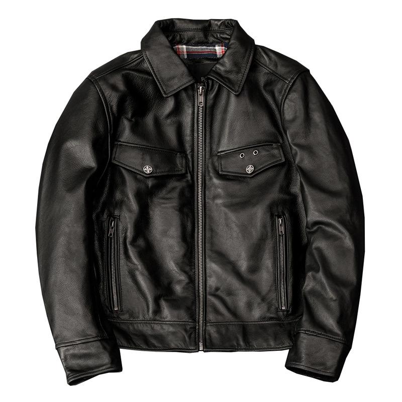Giacca da Uomo in Vera Pelle Corta Cappotto Biker Collo in Pelliccia Sintetica Moda Invernale Capospalla