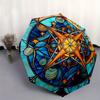 Stained Glass Compass Rose Window Panel, Celestial Design for Home Decor Umbrella, Cute Umbrella with Cute Design, Portable 3-Fold Compact Umbrella fo