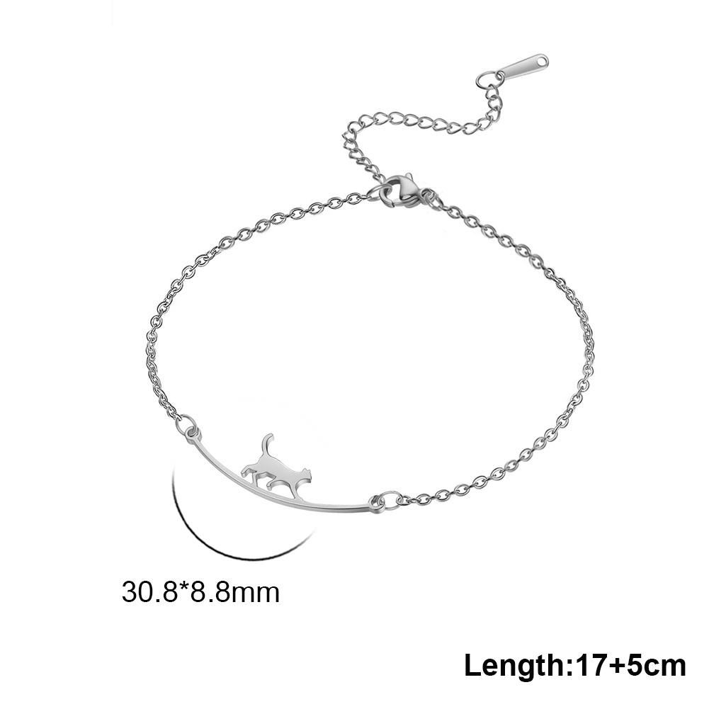 Cazador Stainless Steel Walking Cat Box Chain Bracelet for Women Animal Kitten Wax Rope Bracelet Jewelry Mother's Day Gift