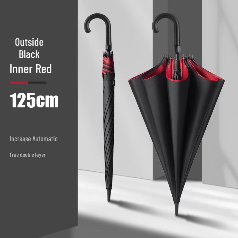 Extra Large Double Layer Automatic Umbrella for Two, Reinforced Long Handle, Stormproof and Sturdy