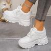 Fashion Black White Chunky Platform Sneakers for Women 2025 Autumn Thick Bottom Dad Shoes Woman PU Leather Height Increase Sneakers 42