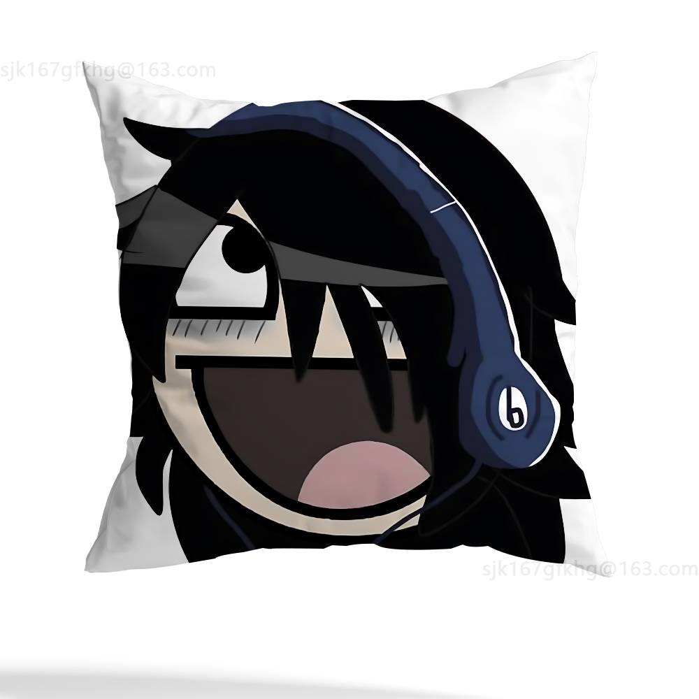 Anime Kuroki Tomoko  Pillow Case Square Double-Sided Printing Short Plush Sofa Cushion Cover Bedroom Bedside Pillow