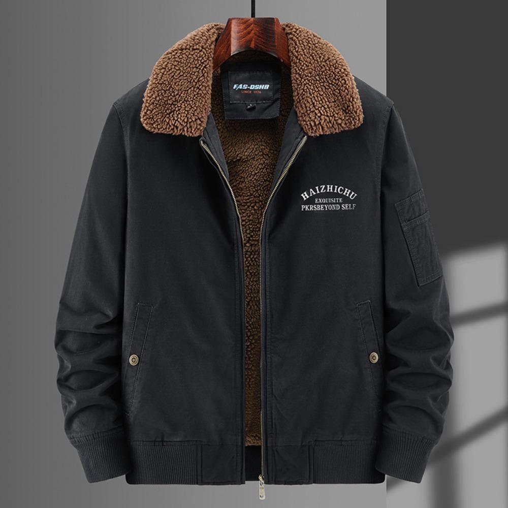 Men's winter velvet thickened casual trend loose outdoor cotton-padded jacket