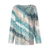 Women's Fashion Casual Printed V-Neck Long Sleeve Decorative Button T-Shirt Top