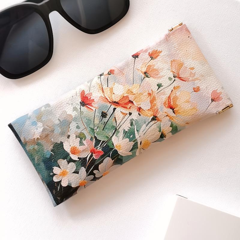 Faux Leather Glasses Case - Waterproof Eyeglass Pouch, Travel Storage Bag for Eyewear & Small Items, 4 Styles