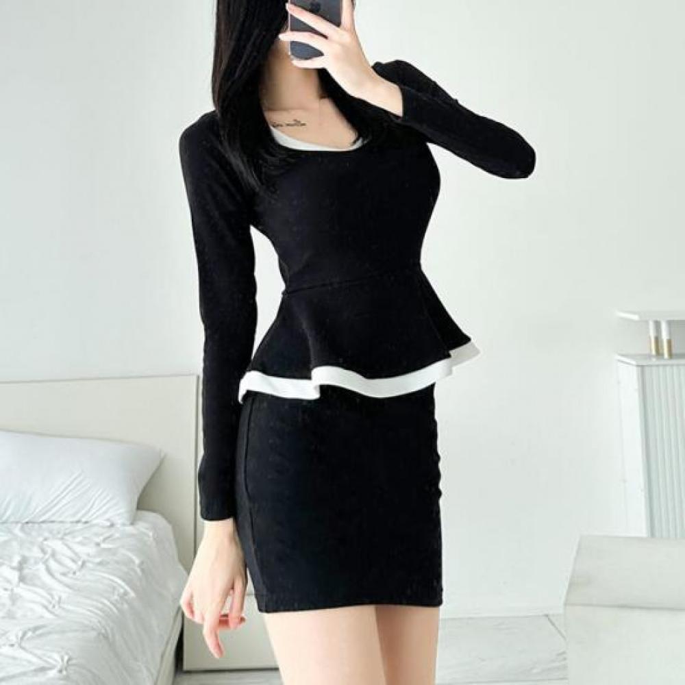 New Arrivals Open Run Robem Peplum Mini Dress Autumn Guest Look