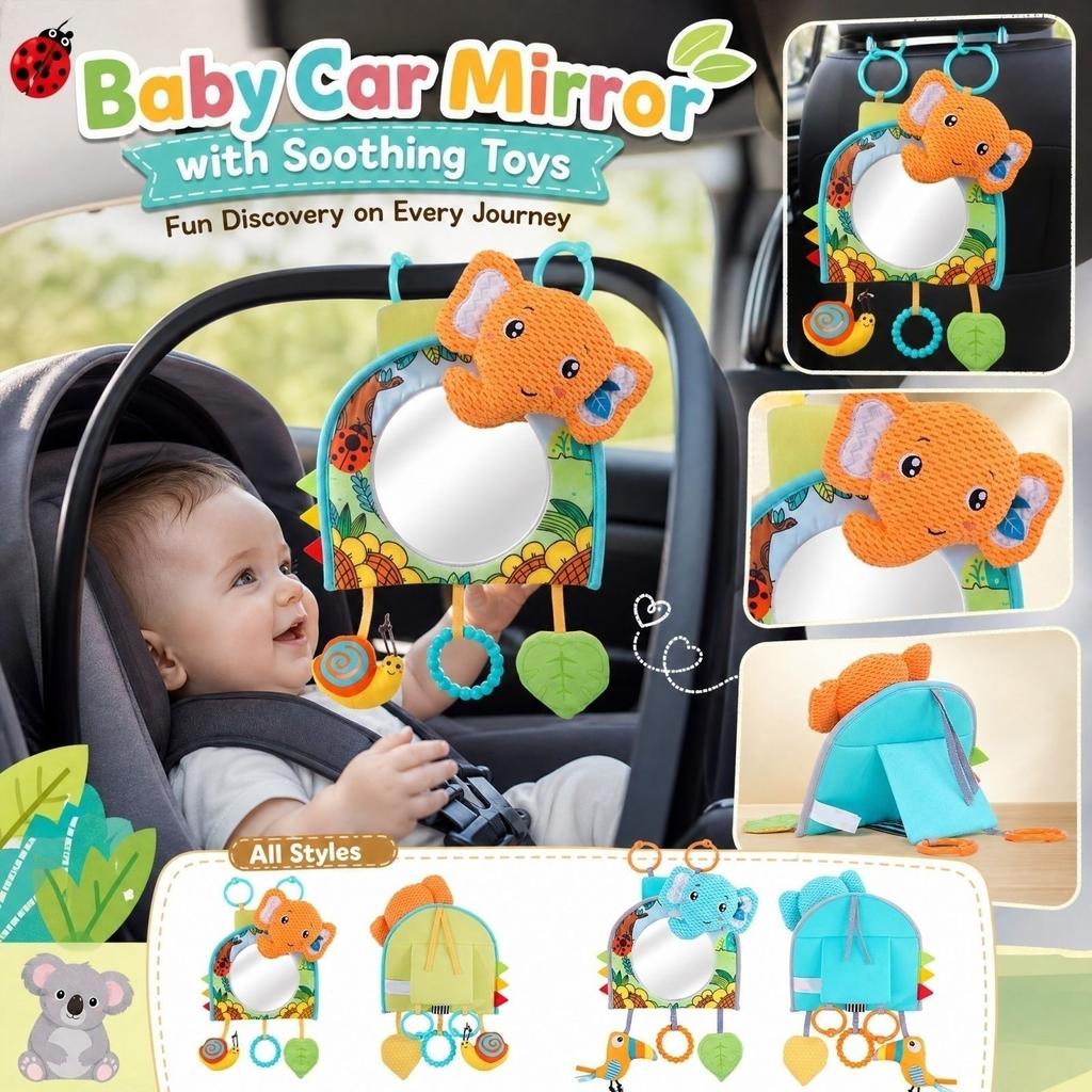 Infant Car Mirror Toy with Distortion Mirror for Car Backseat Soothing