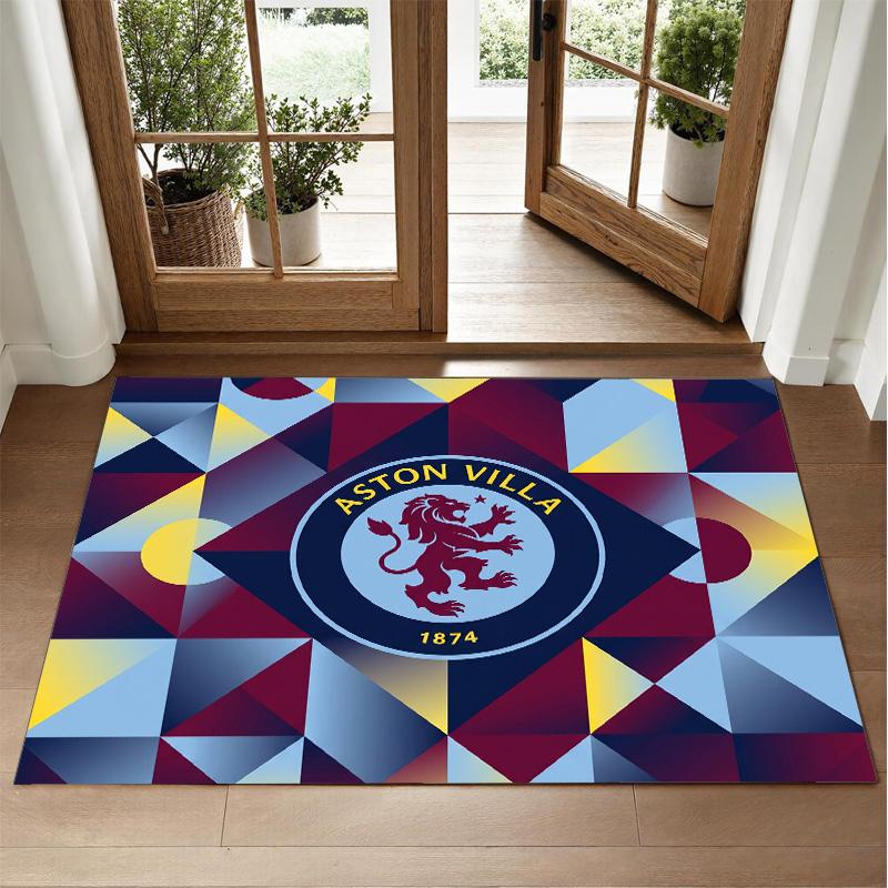 Aston Villa Football Design Crystal Velvet Rug Soft Decorative Mat for Bedroom Entrance