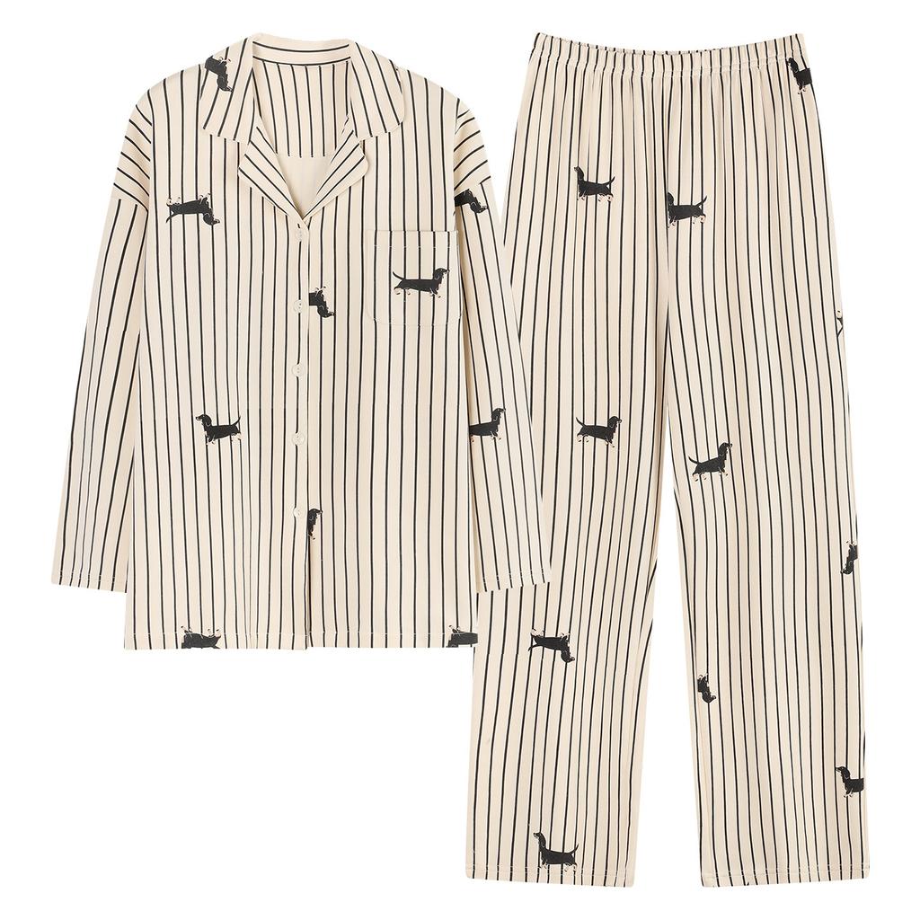 Couple Pajamas Men'S And Women'S Spring And Autumn Autumn Pure Cotton Striped Long Sleeves Can Be Worn Outside Loungewear Suit