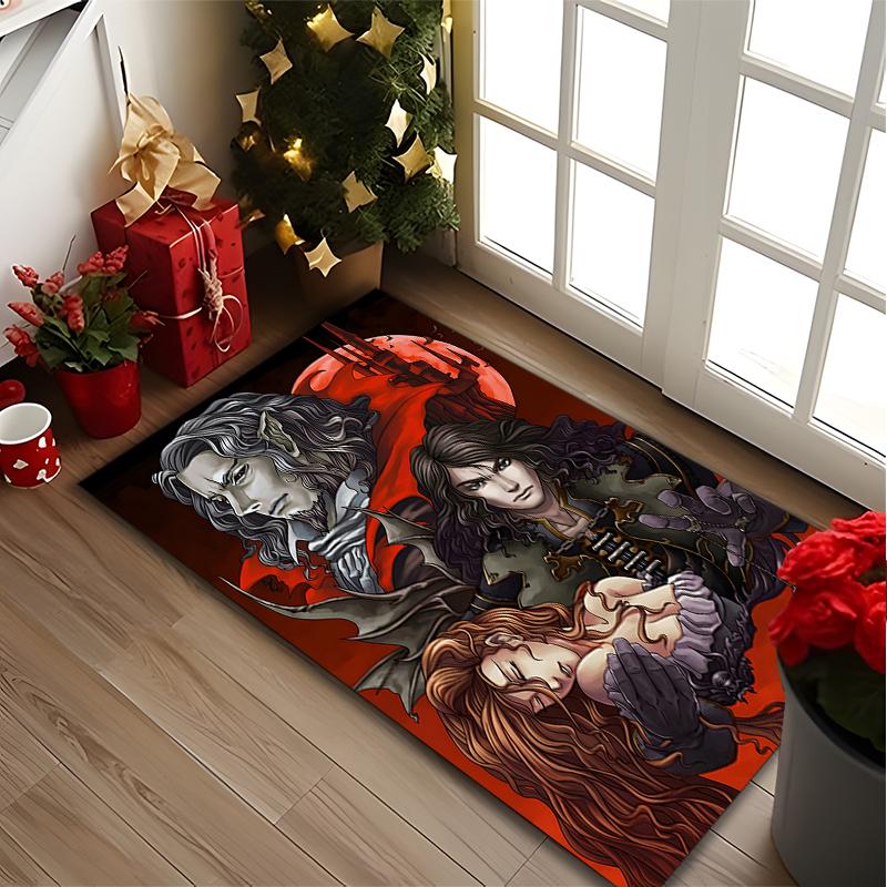 1pc Gothic Vampire Ladies Rug, Digital Printed Home Chair Sofa Mat, Durable Office Area Carpet, Beautiful Festival Decorations