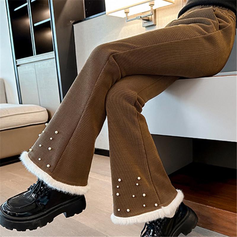 

Девичьи микро-клеш черные брюки - Стильные и теплые для осени/зимы 2025 120