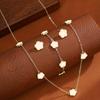 European & American Lucky Flower Jewelry Set: Five-Leaf Clover Bracelet, Stud Earrings, Necklace