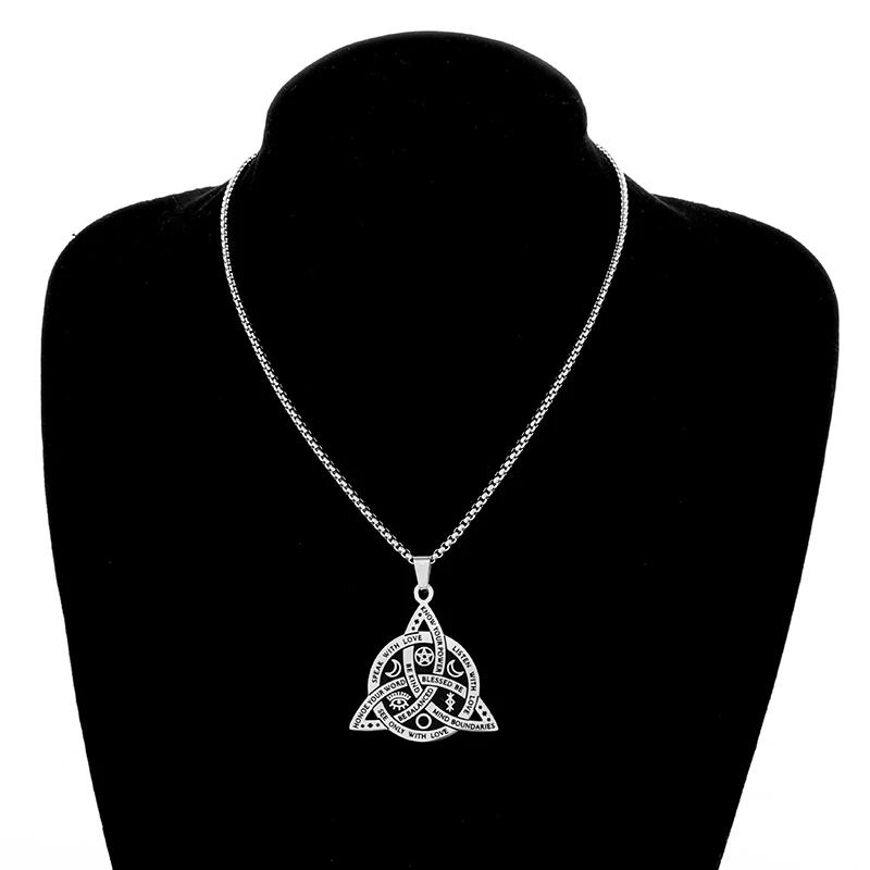 Nordic Rune Celtic Knot Necklace Men Stainless Steel Pendant Valknut Pagan Men Scandinavian Jewelry Punk Gift